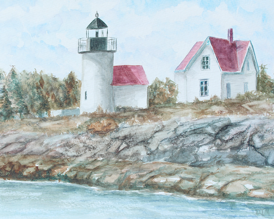 curtis lighthouse watercolor painting
