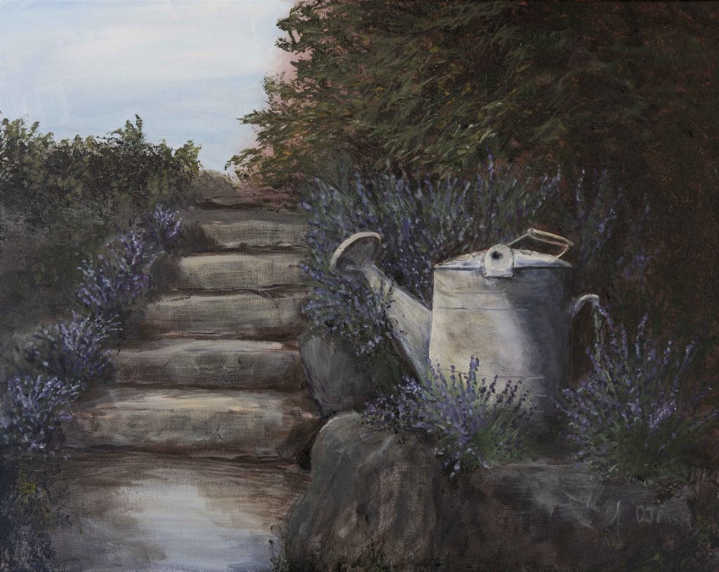 "End of Day" Lavender path and watering can