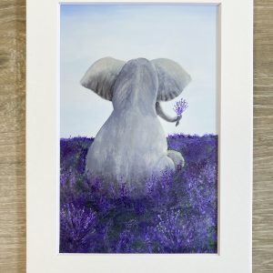 elephant in lavender print of painting maine