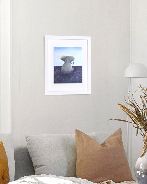 wall art lavender and elephant