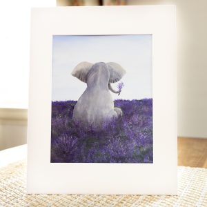 Lavender and elephant print of painting