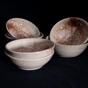 Matching breakfast bowls. Hand turned pottery from Maine